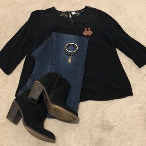 Lace yoke old navy black blouse